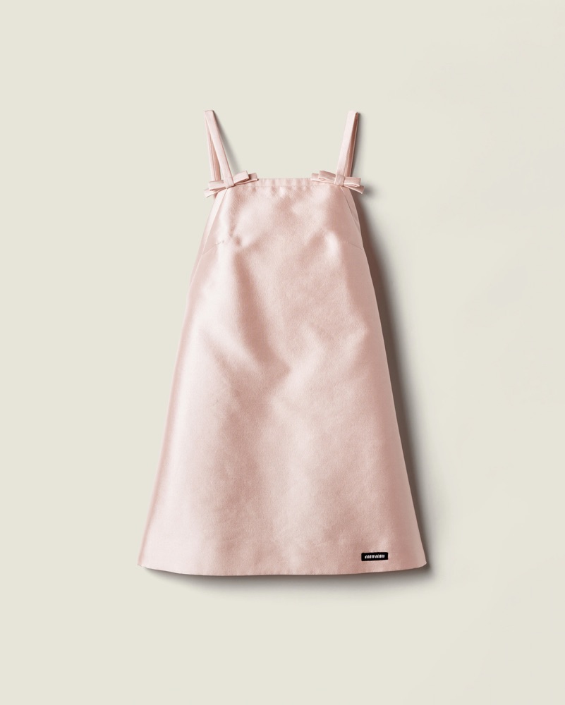 Miu Miu Satin Slip Dress with Bow by Miu Miu - Pickle