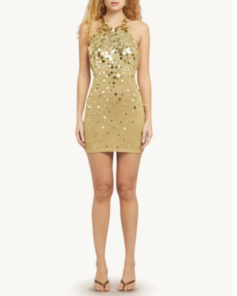 Asta Resort Gold Sequin Halter Dress by Asta Resort - Pickle