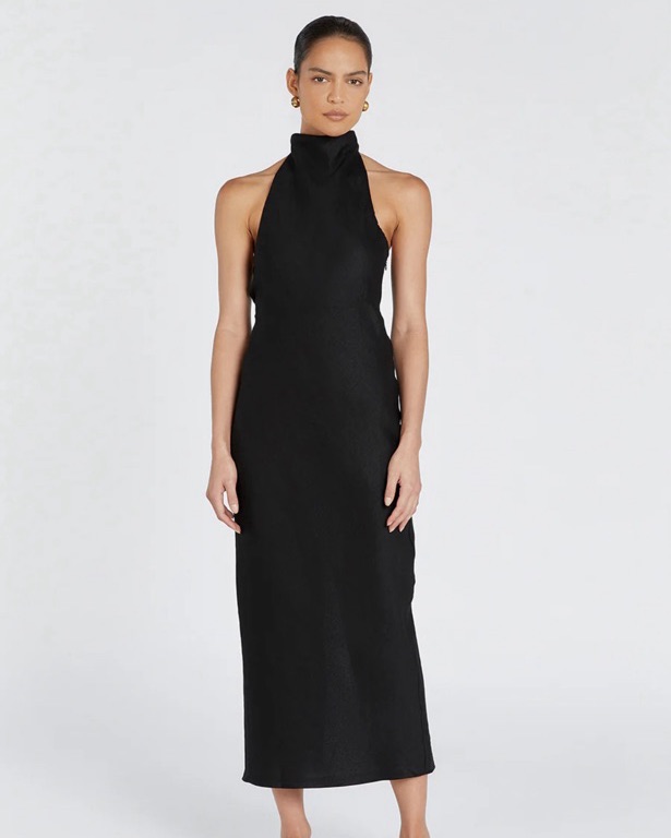 DISSH Black Linen Halter Dress by Dissh - Pickle