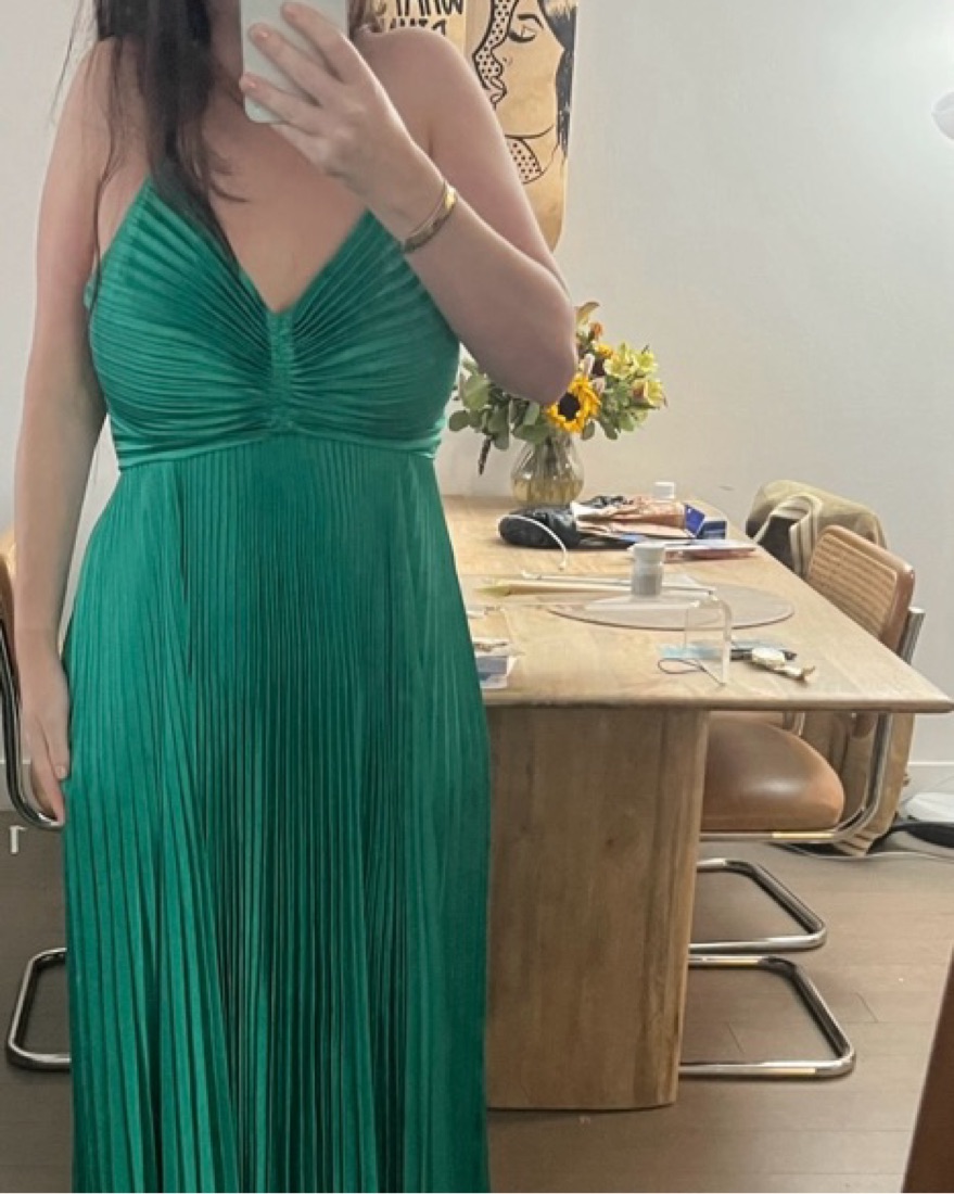 A.L.C Aries Pleated Gown Dress in Green by ALC - Pickle