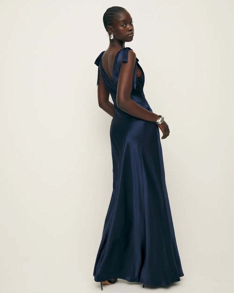 Reformation Pernille Silk Navy Dress by Reformation - Pickle