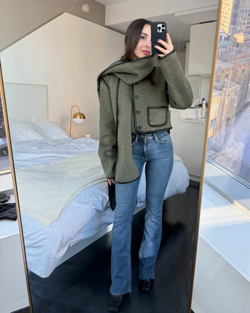 Helsa Boxy Jacket / Detachable Scarf by Helsa - Pickle