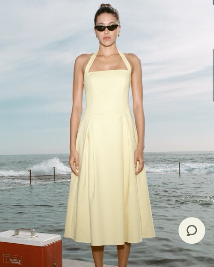 butter yellow dress halter Pure Cotton Collared Halter Maxi Dress (Butter Yellow)