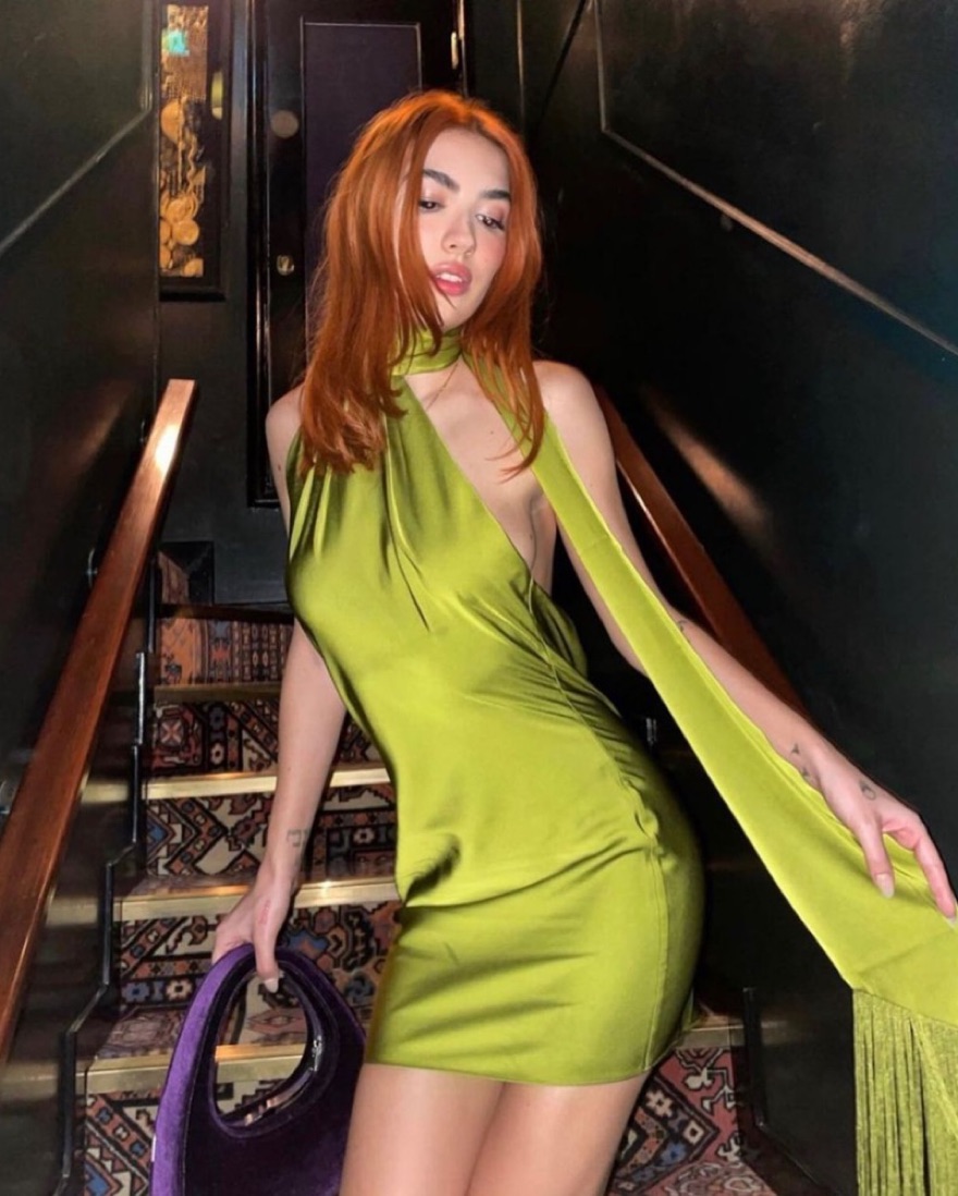 rat and boa green silk dress Rat and Boa main image 0