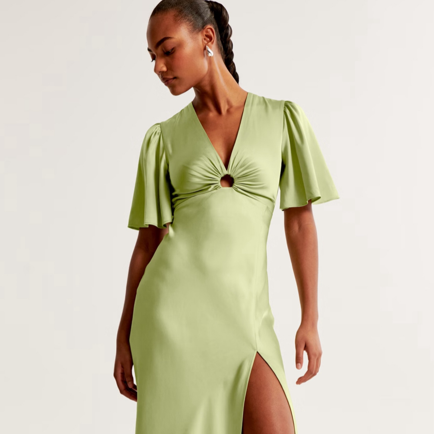 abercrombie green dress & Fitch bandeau satin a line mini in 54% cotton The A&F Julia Slip Cutout