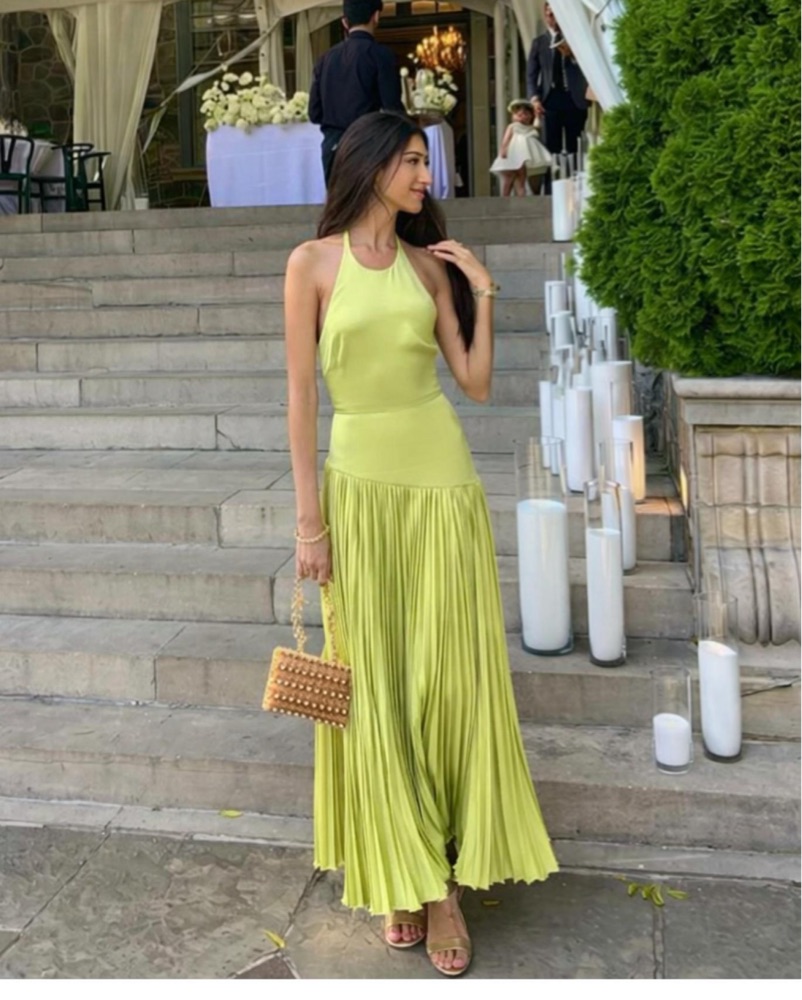 green dress with pleated skirt Prim Pleated Midi Dress - Green Floral Chiffon main image 0