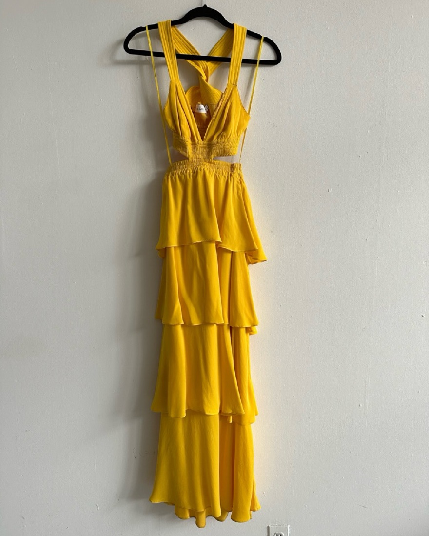 ALC Lita Silk Tiered Maxi Dress Yellow by ALC - Pickle