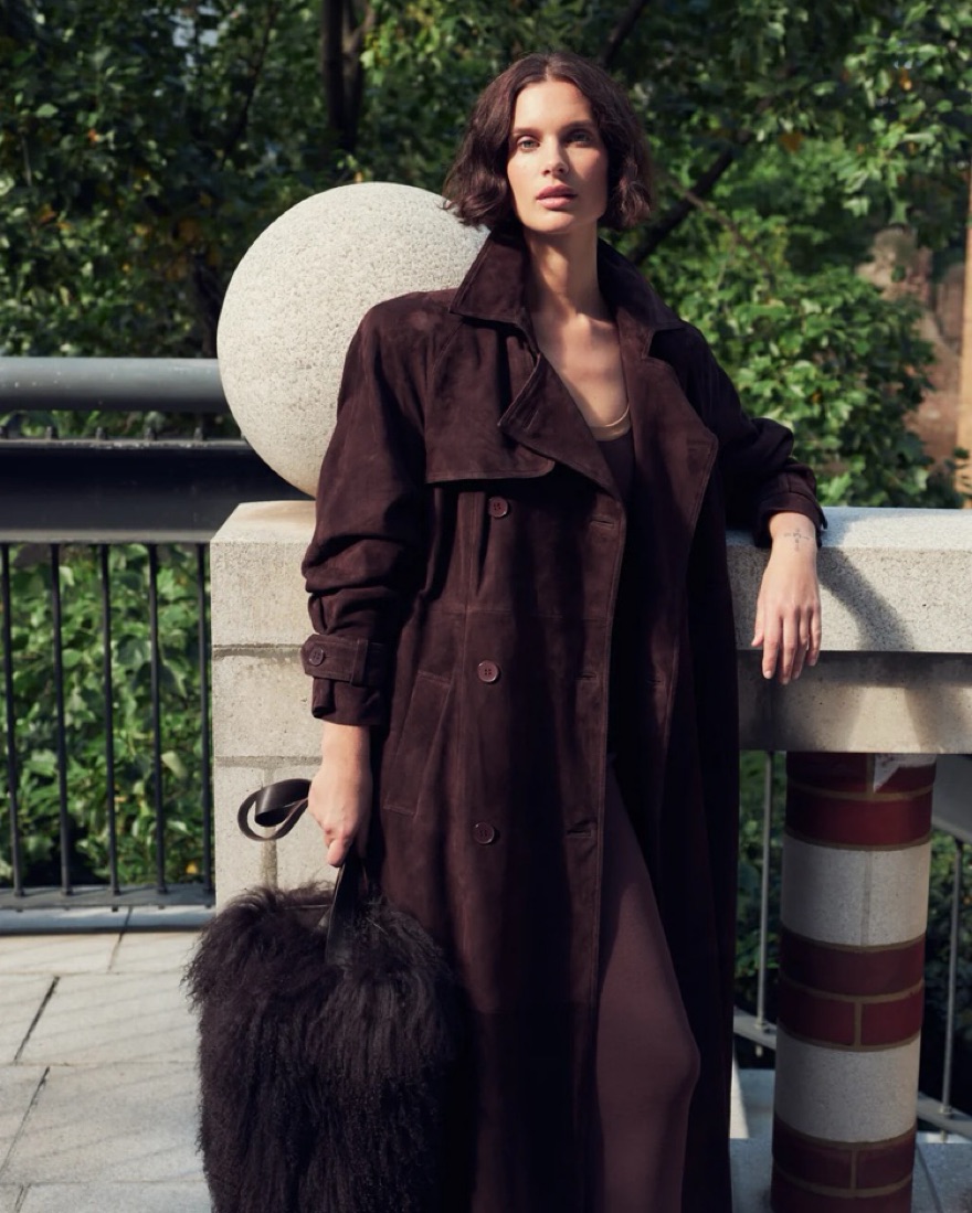 DUCIE suede Trench by Ducie - Pickle