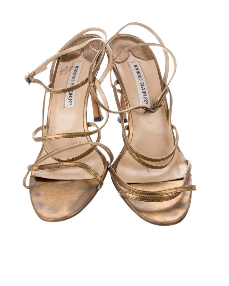Gold Strappy Manolos by Manolo Blahnik - Pickle