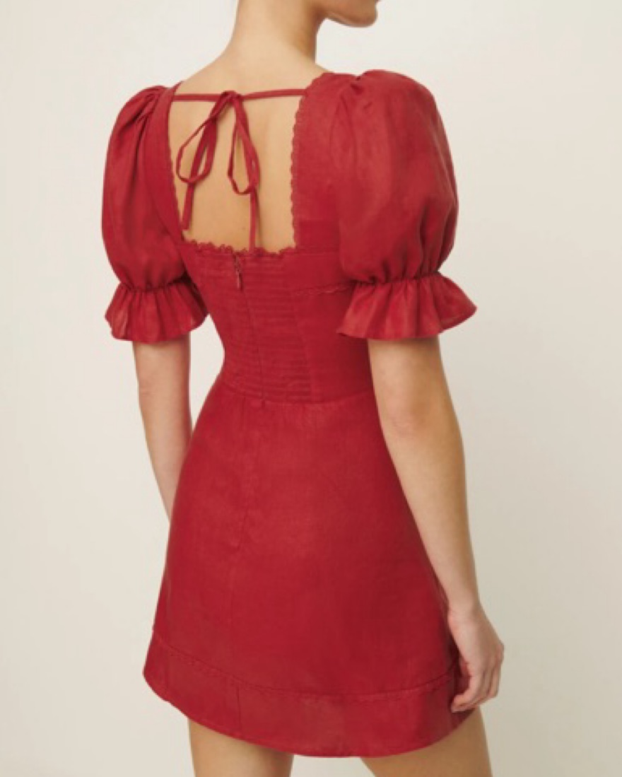 Reformation Red Mini Evianna Linen Dress by Reformation - Pickle