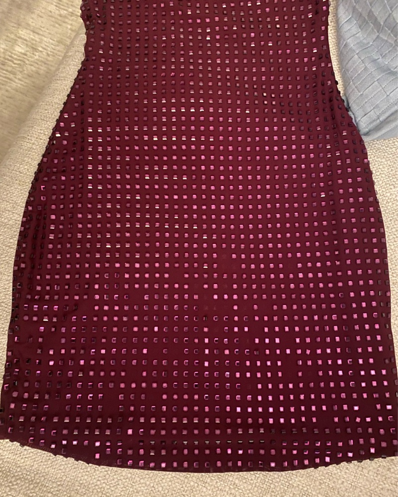 burgundy diamante dress self-portrait - Burgundy Rhinestone Drape Maxi Dress main image 1