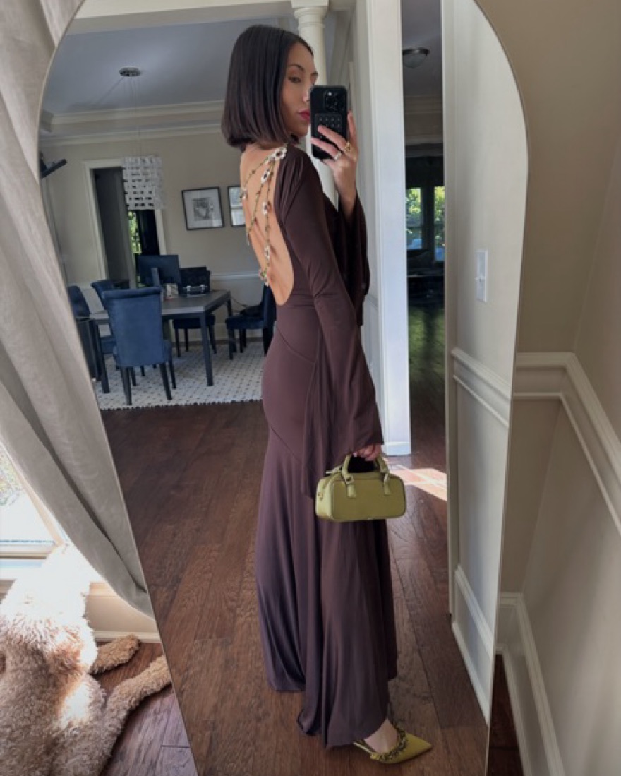 staud romy dress brown Navy Romy Dress