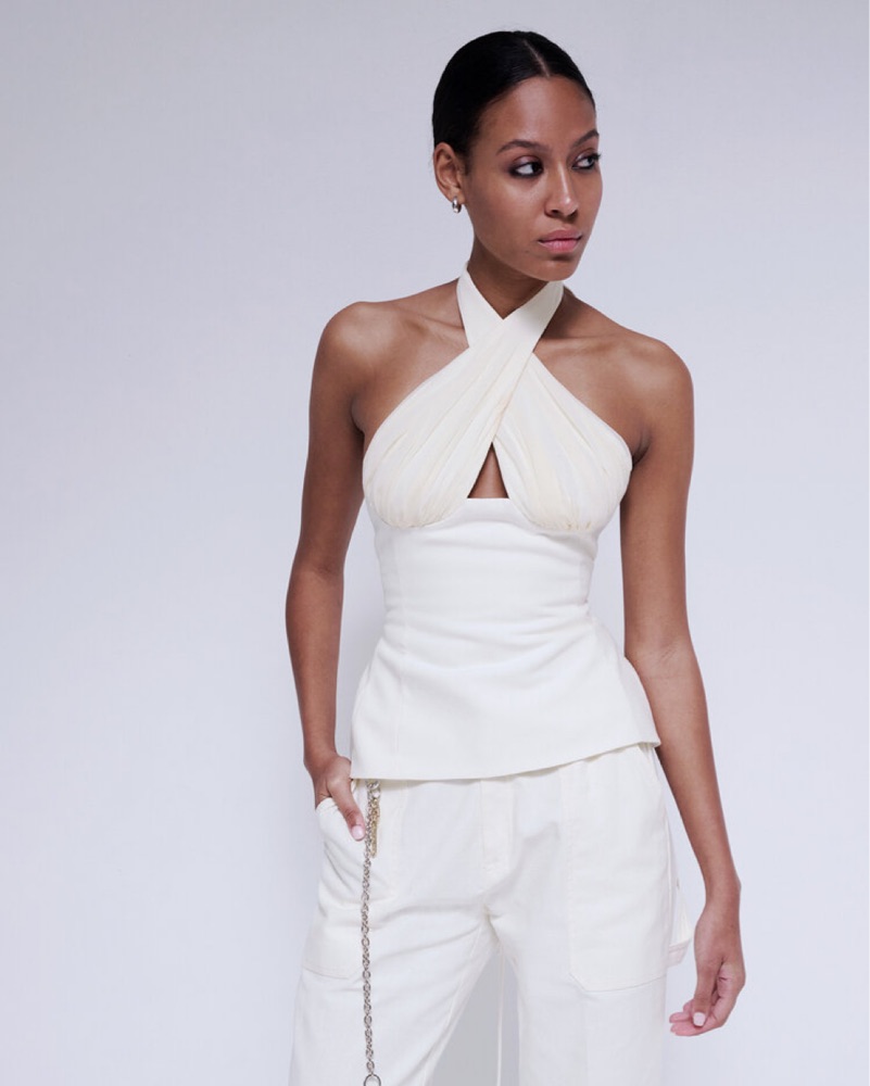 Tae Park Sculpted Silk Halter Top | Pickle