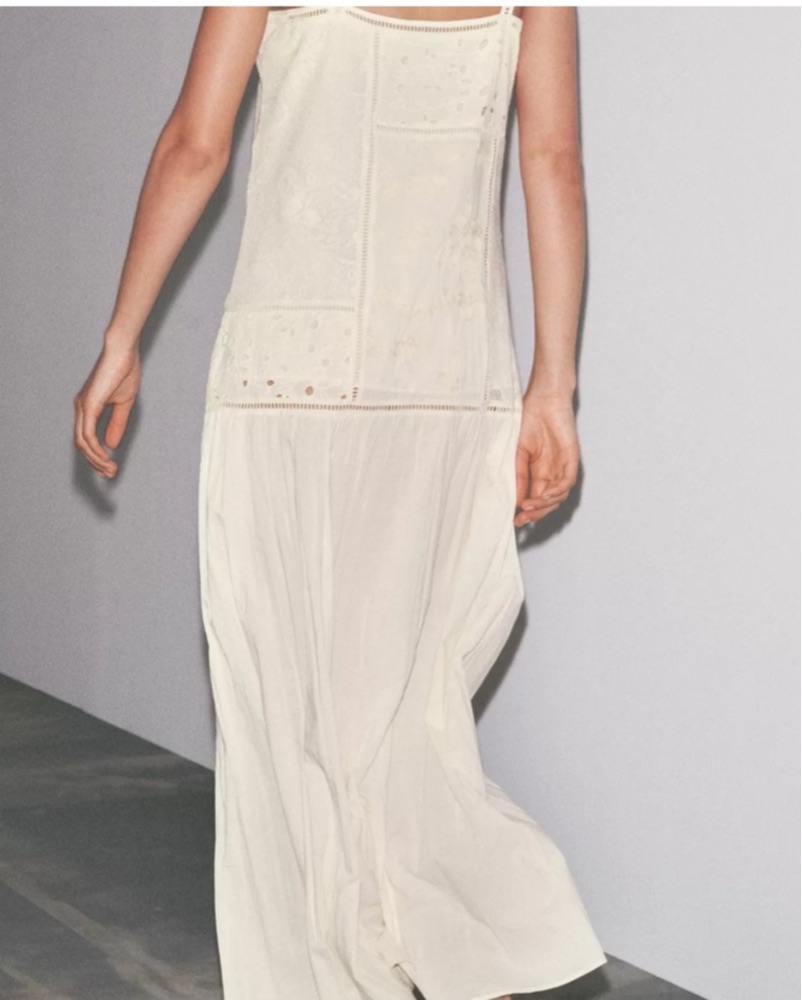 embroidered dress zara white ZARA NEW WOMAN SS23 OPENWORK EMBROIDERED DRESS WHITE 3384/916_SIZE  XS,S,M,L,XL