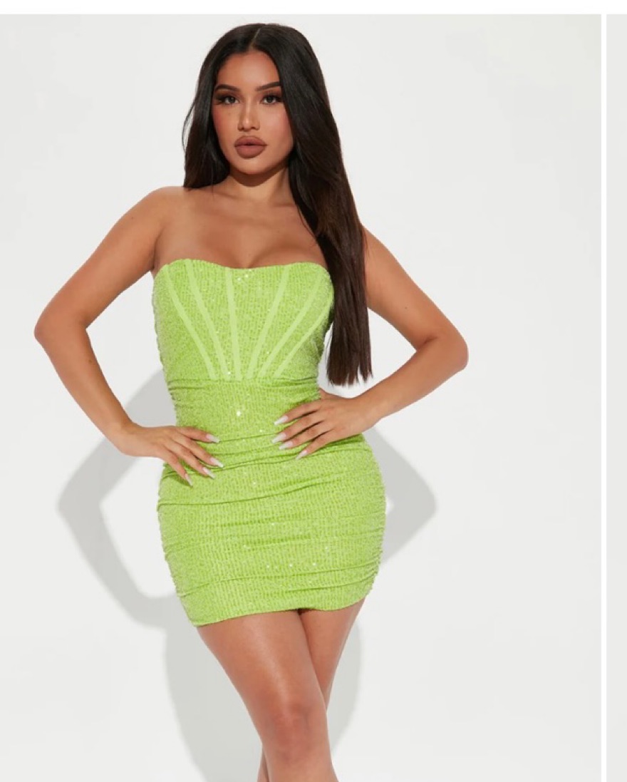 fashion nova neon green dress Full Glam Backless Maxi Dress