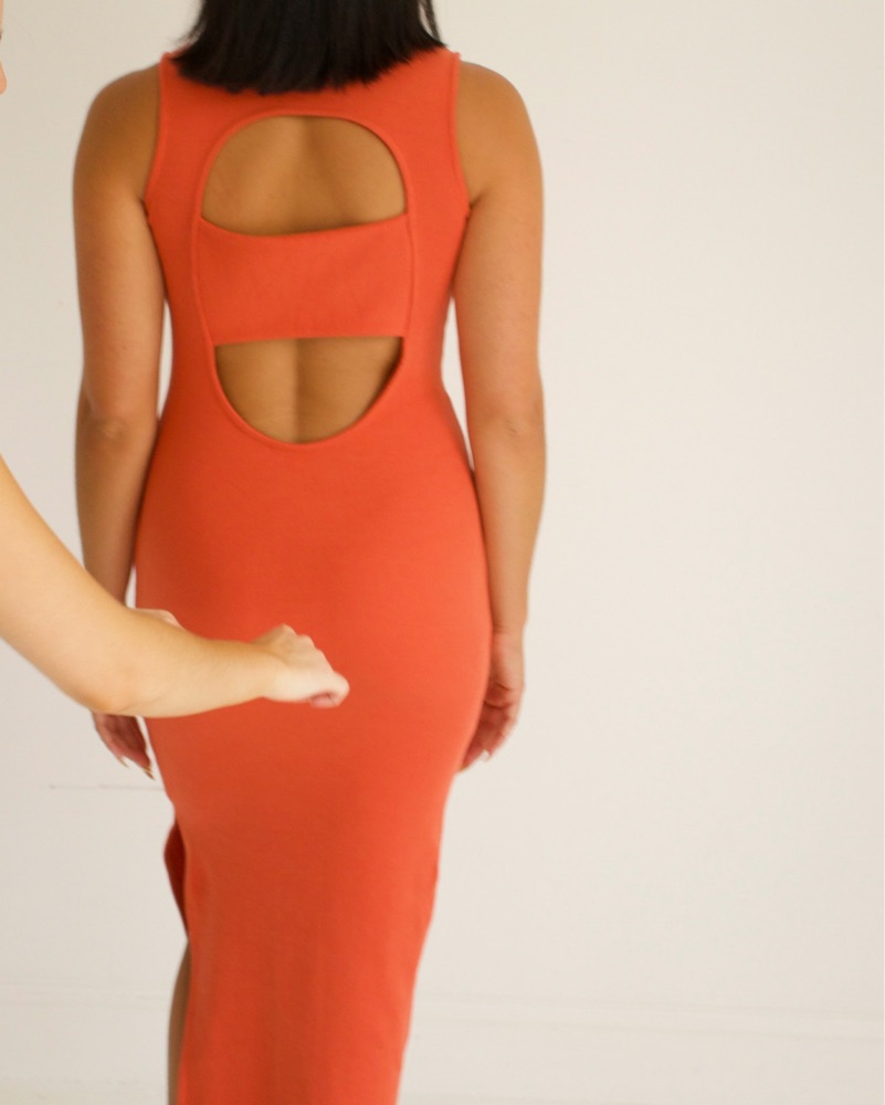 leora midi dress orange Leo Lin Women's Lynn Bustier Midi Dress  Saint Bernard