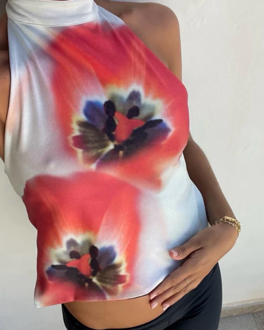 REVERSIBLE Vibrant Floral Halter Top🥀 | Pickle