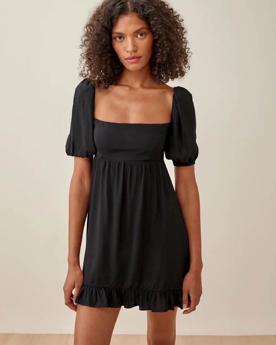 Reformation Black Puff Sleeve Mini Dress by Reformation - Pickle