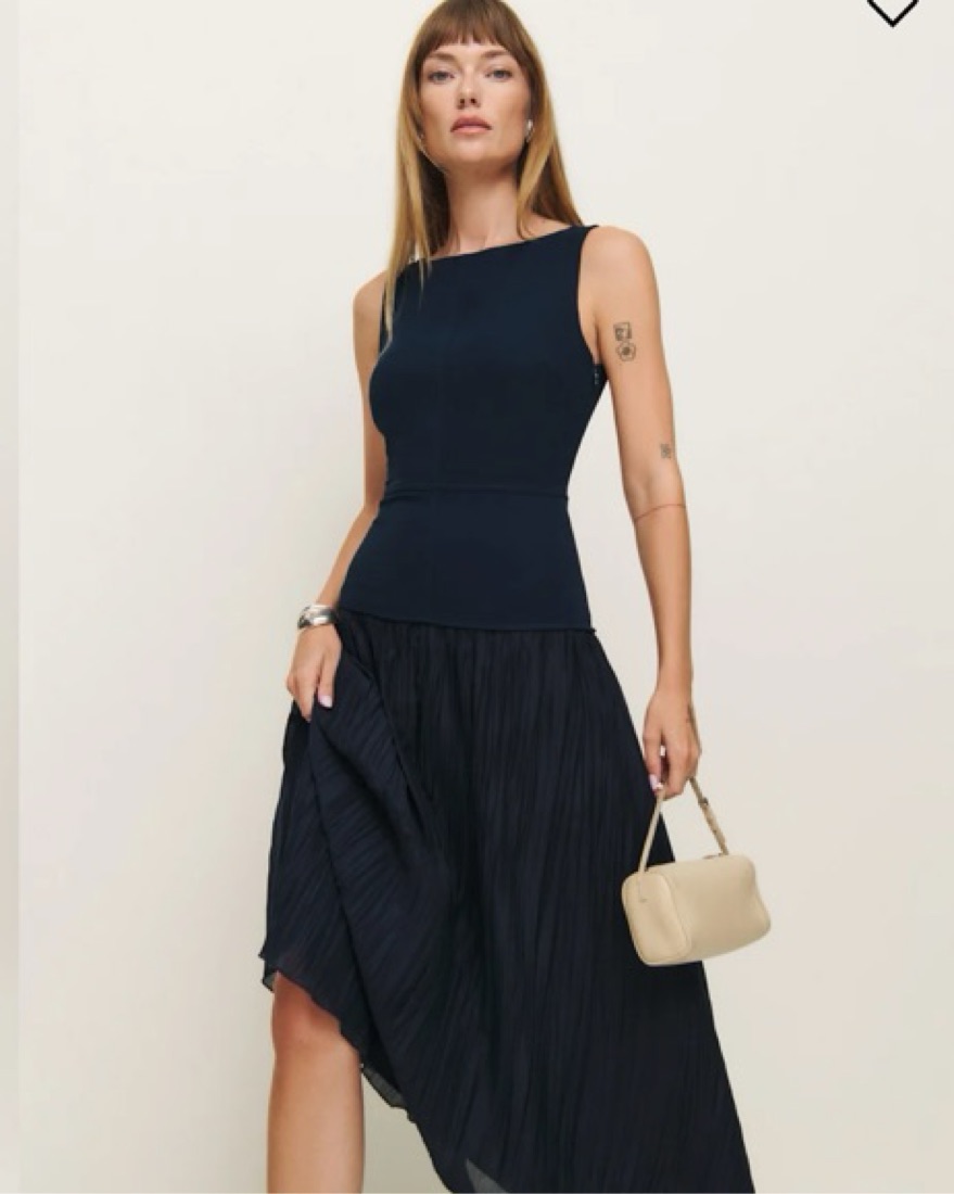 Reformation Cyra Dress Navy Blue | Pickle