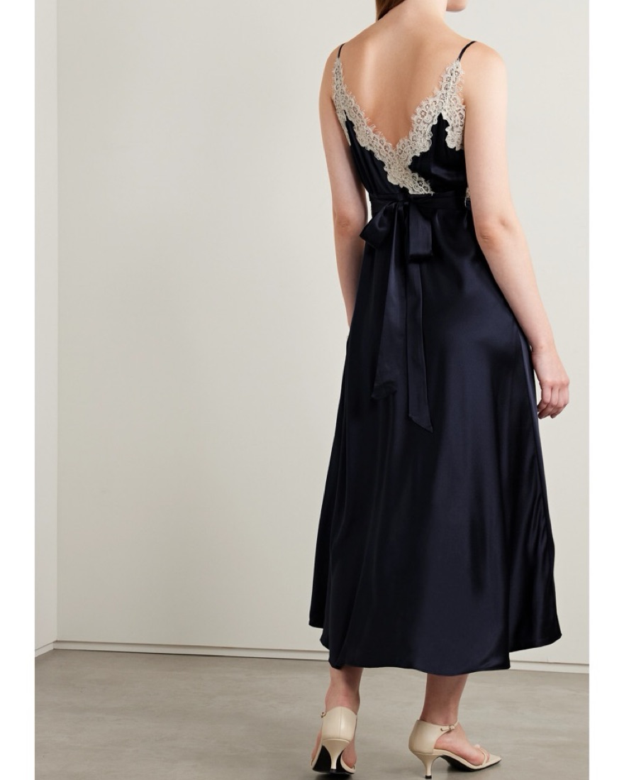 Doen Obelia Silk/Lace Navy Dress by Doen - Pickle