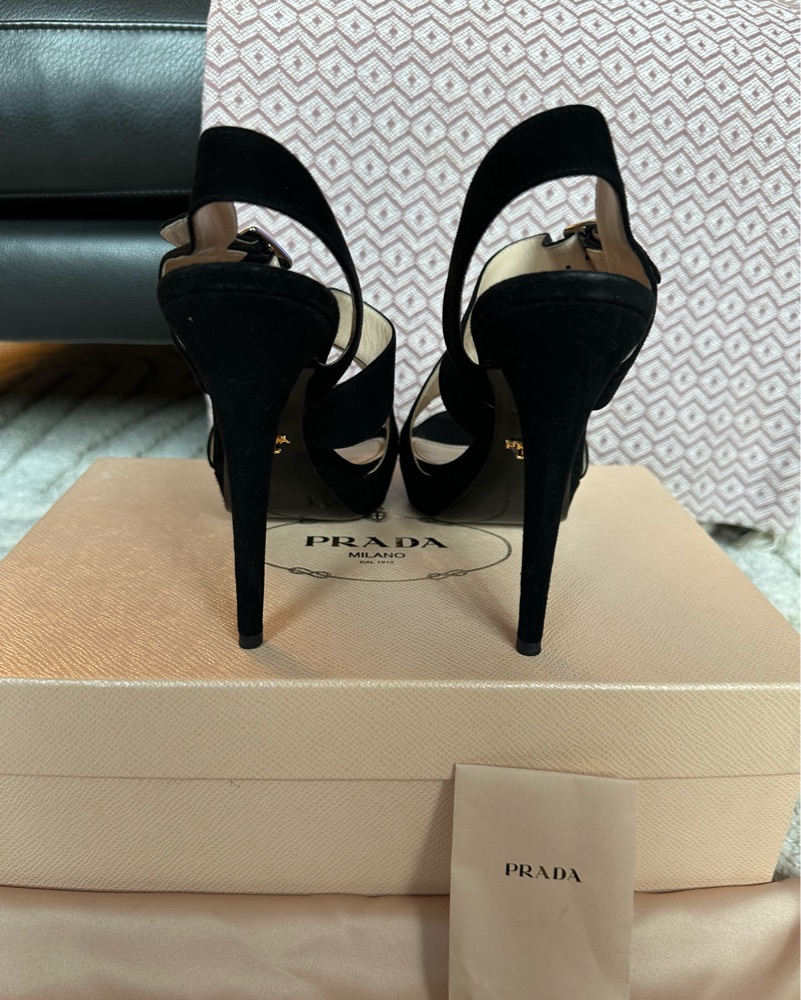 Chic Prada Suede Platform Heels by Prada - Pickle