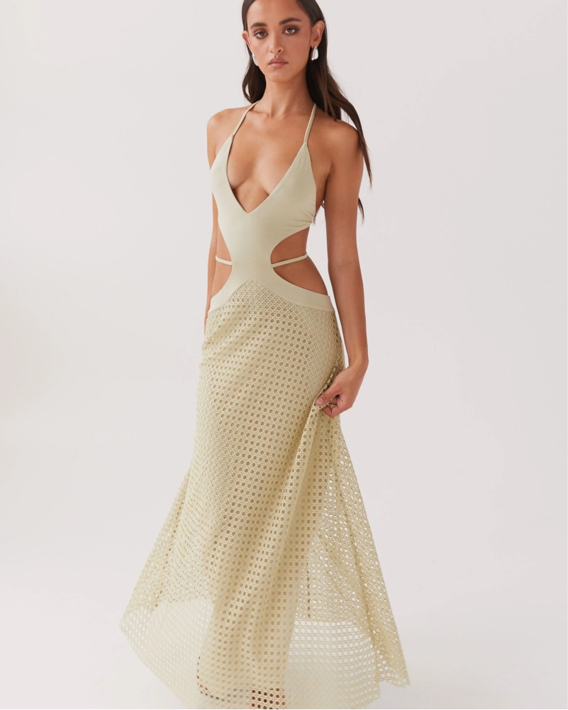 enchanted melodies maxi dress sage Enchanted Moment Floral Ruffled Lace Midi Dress