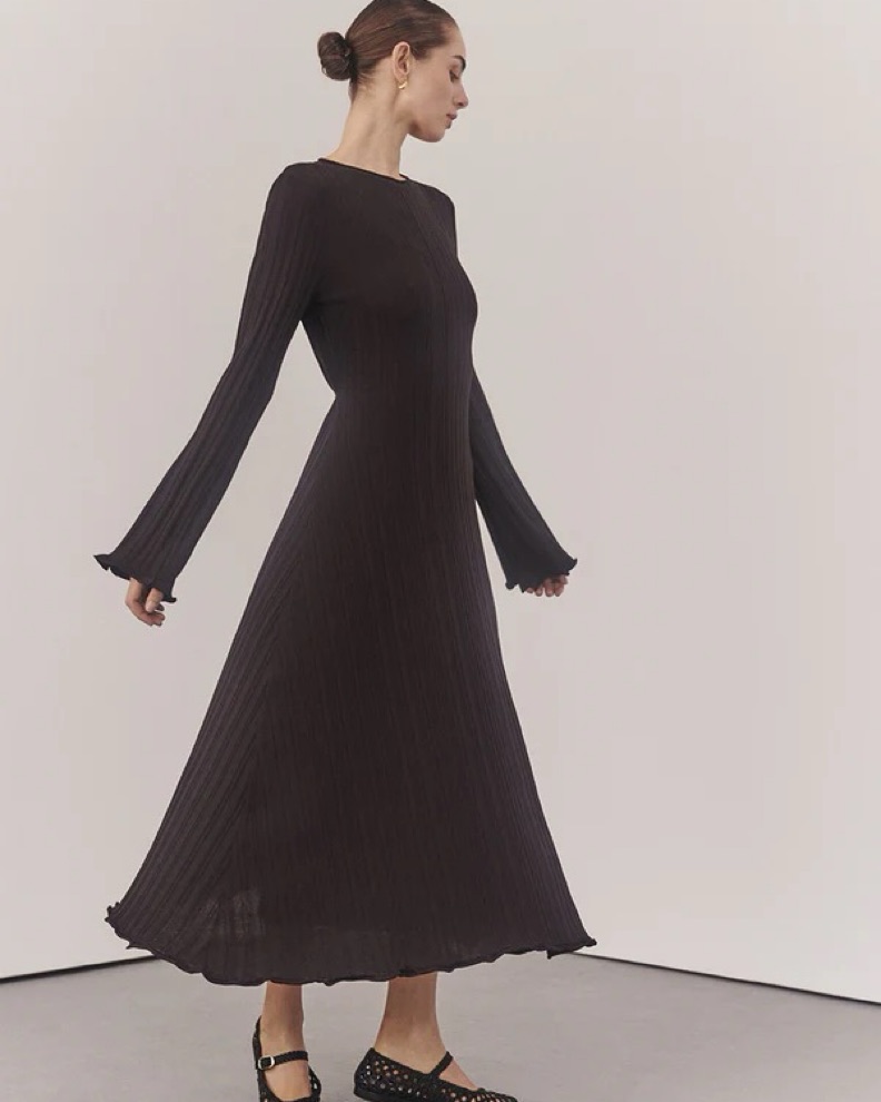lace sleeve bodycon dress Sheer Scalloped-Lace Long-Sleeve Mini Dress in Black - L main image 0