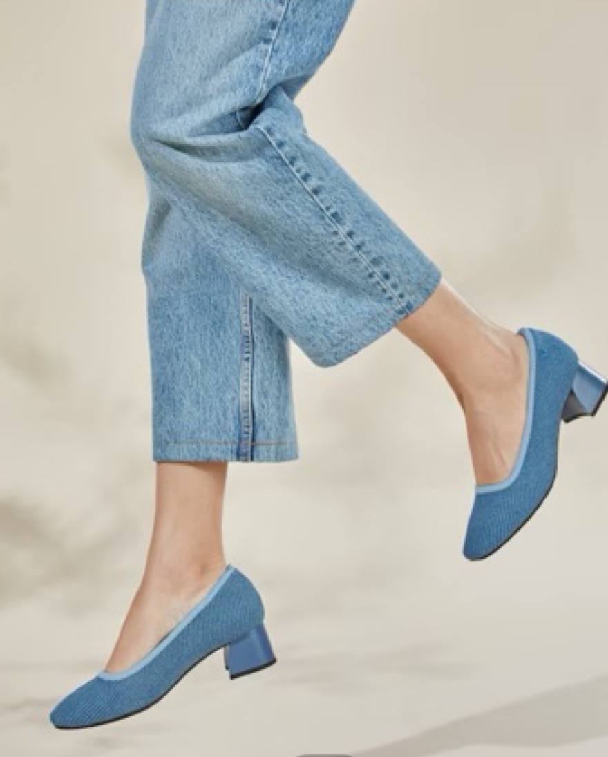 Vivaia Square-Toe Chunky Heels Denim | Pickle