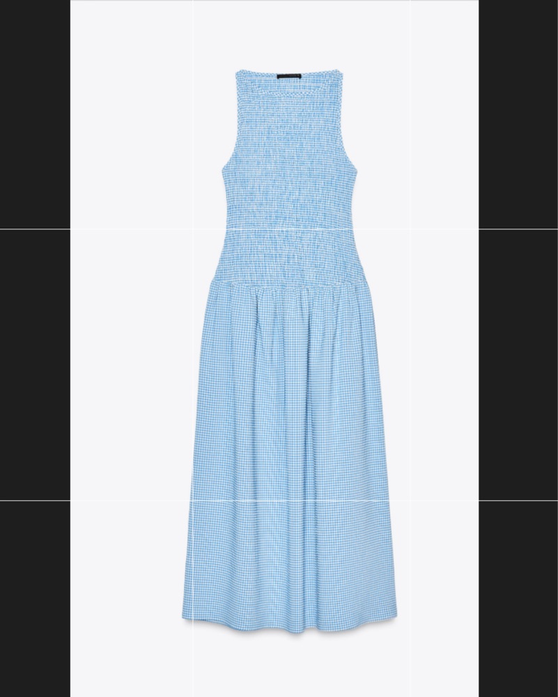 zara gingham dress blue Zara Basic Blue Striped Ruffle Sleeve Mini Dress main image 0