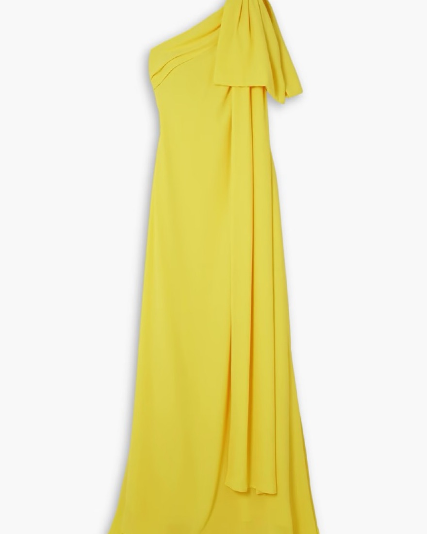 bernadette one shoulder dress Winnette one-shoulder crepe gown - yellow