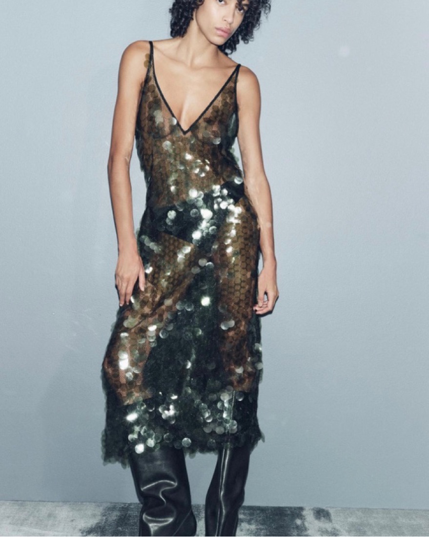 Green Sequin Dress by Zara - Pickle