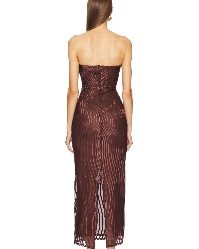 michael costello burgundy dress Yasmin  STELLO