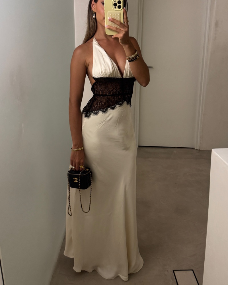 Meshki Dinah Satin Lace Dress by Meshki - Pickle