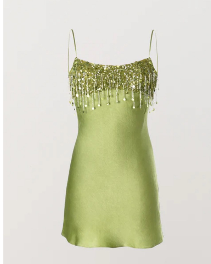 yasmin hand beaded mini dress - chartreuse Yasmin Hand Beaded Mini Skirt  Annabel