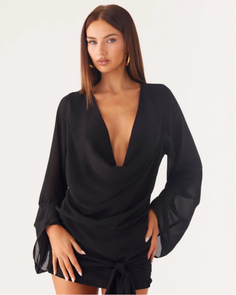 long white dress with bell sleeves Tulip Dress in White XL/XXL | fits size US 16-18