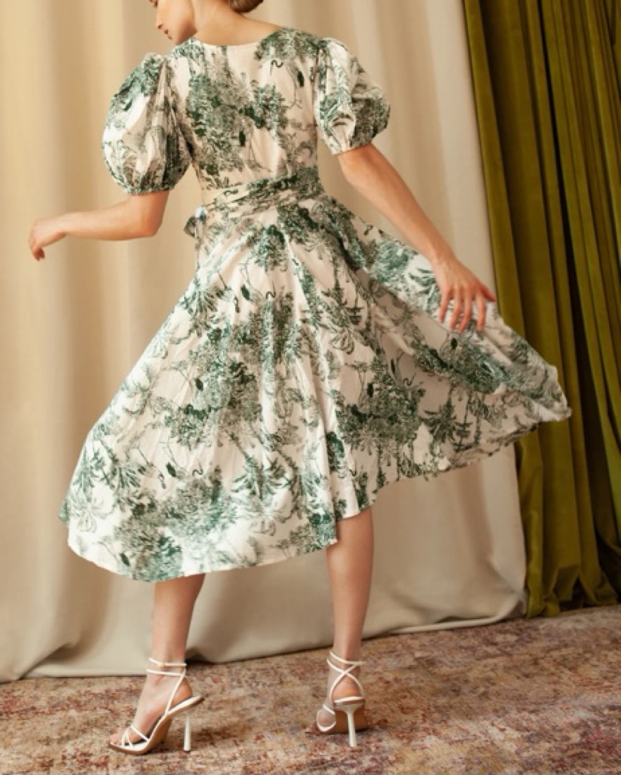 etoll. Jacquard puff sleeve dress グリーン Buy Olive Green Puff Sleeve Seersucker Midi Summer Dress