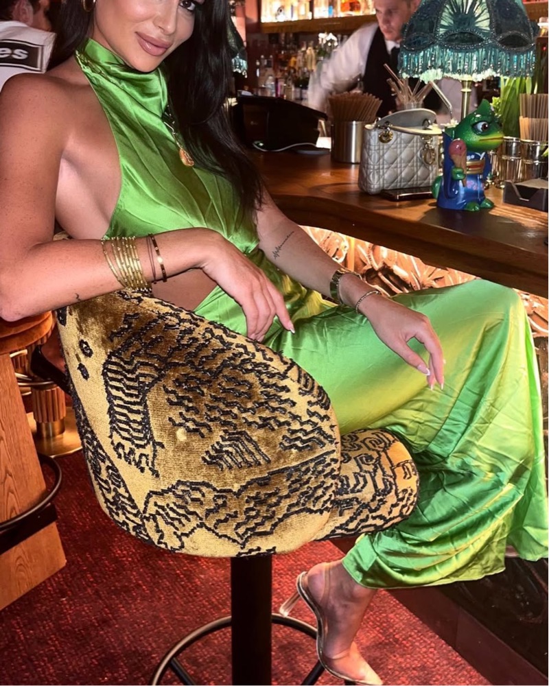 Green Silk Cutout Knotted Gown by Amanda Uprichard - Pickle