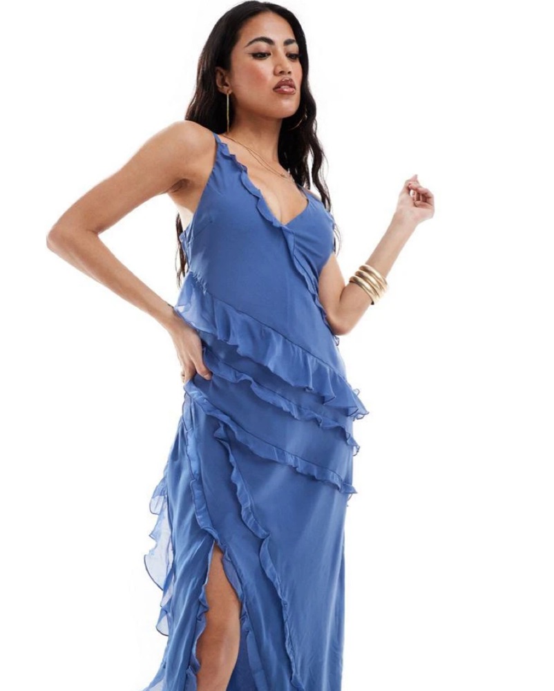 abercrombie blue maxi dress CRYSTAL Corset Gown main image 1