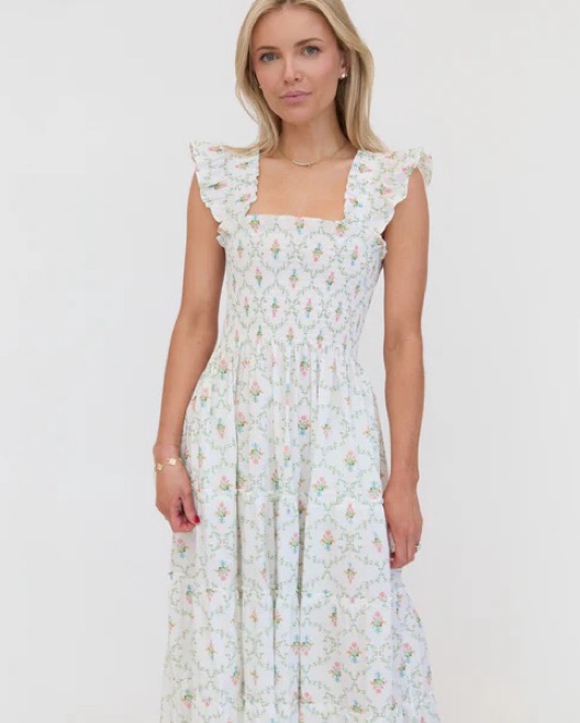 Hill House Pastel Trellis Nap Dress by Hill House Home - Pickle