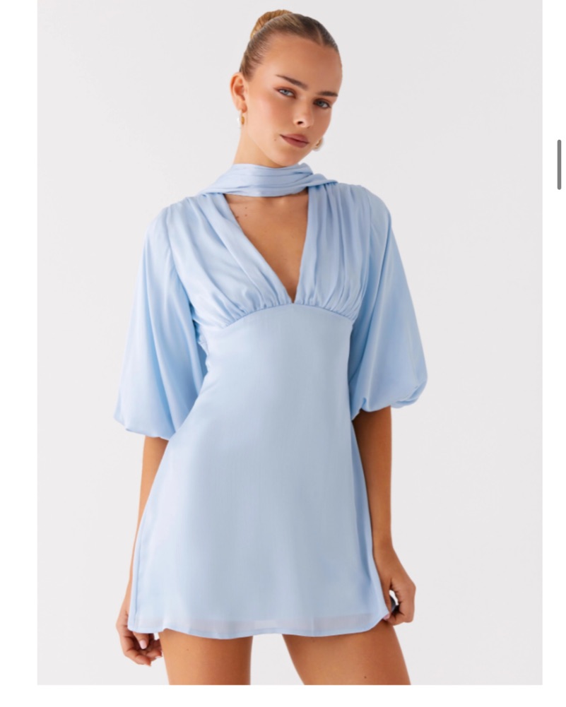 entro casual dresses Powder Blue Cotton Striped Mini Dress RED Size lycra Blue elf outfit | Size:50 Reg