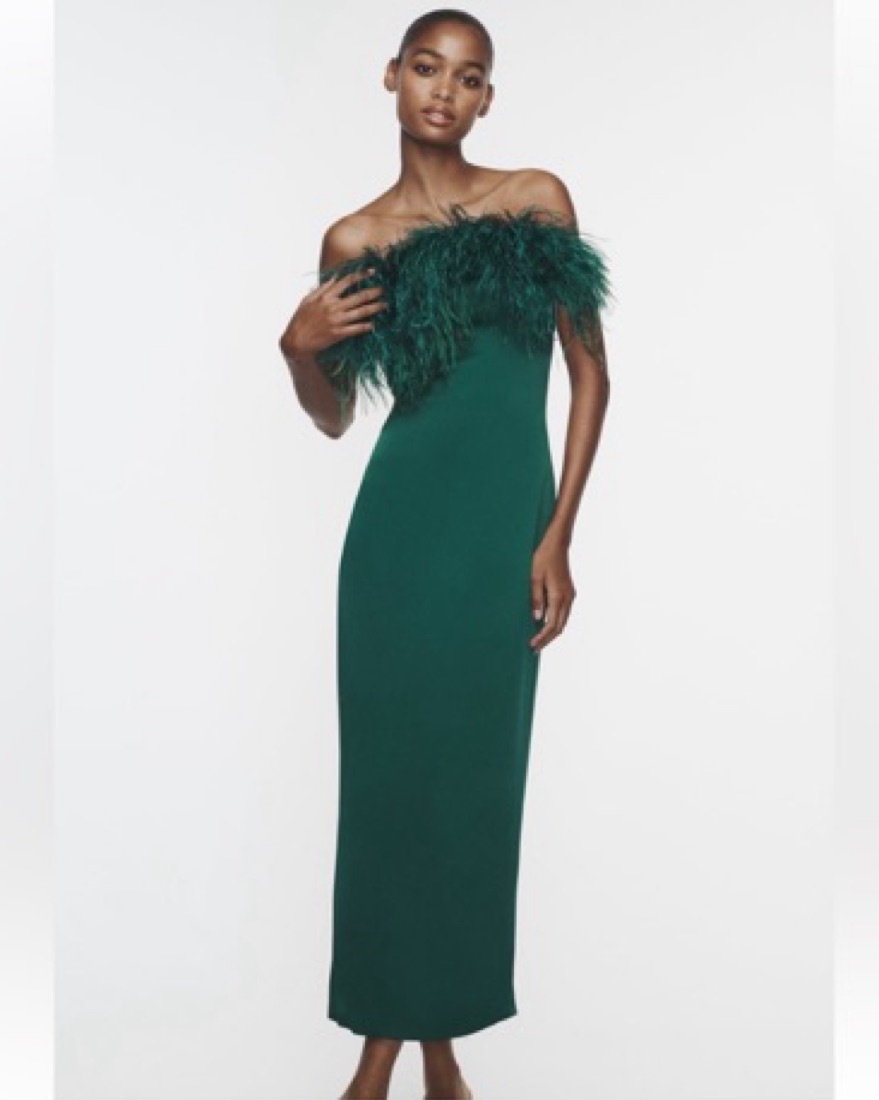 zara feather satin effect dress Zara Feather Satin Effect Midi Dress by Zara