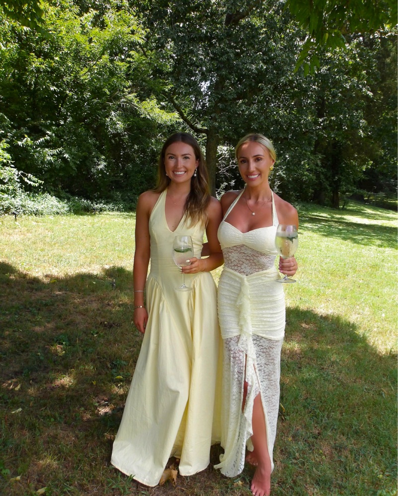 ワンピース ETMON Slip Drape Lace Dress, Yellow Yellow Lace Palmerston Maxi Dress | Tuckernuck