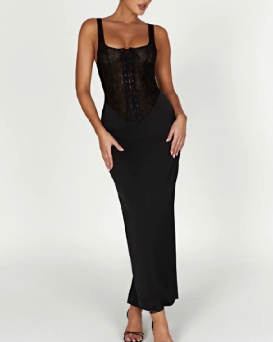 Meshki Lace Corset Maxi Dress by Meshki - Pickle