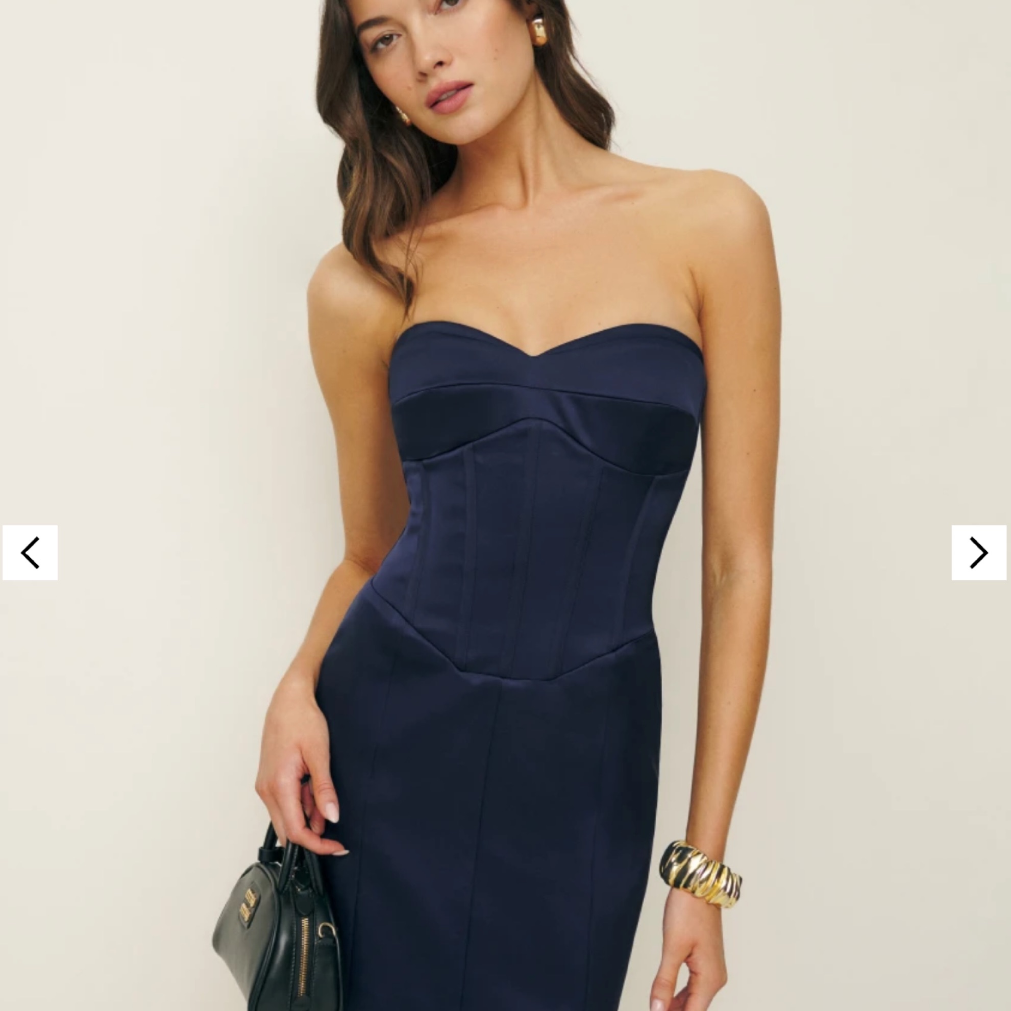 reformation corset dress Reformation Elina Sleeveless Corset Satin Midi Dress