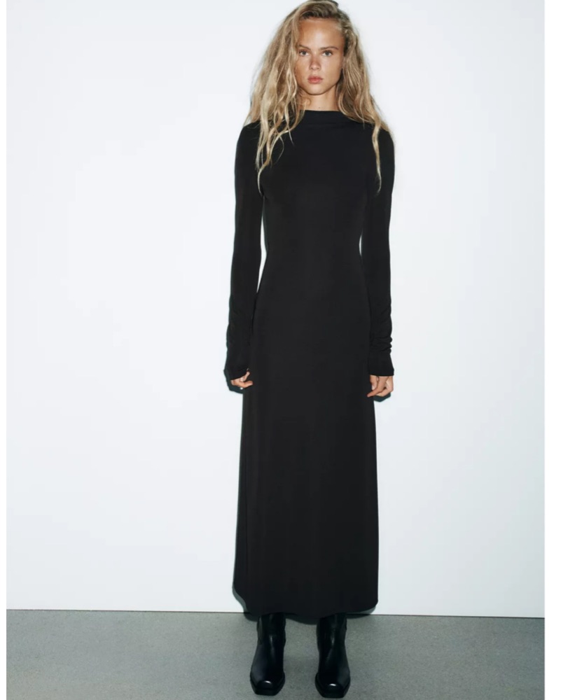 Open Back Crepe Dress by ZARA - Pickle