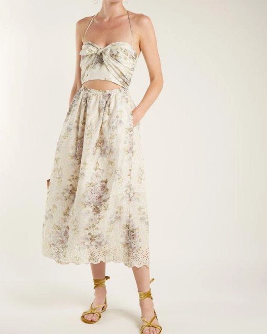 Zimmermann Floral Halter Cutout dress | Pickle