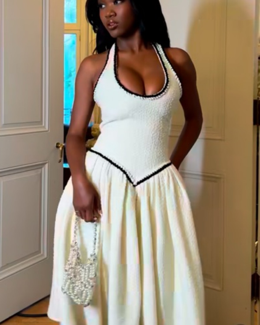 selfie leslie halter dress Entangled Backless Halter Maxi Dress Chocolate main image 1