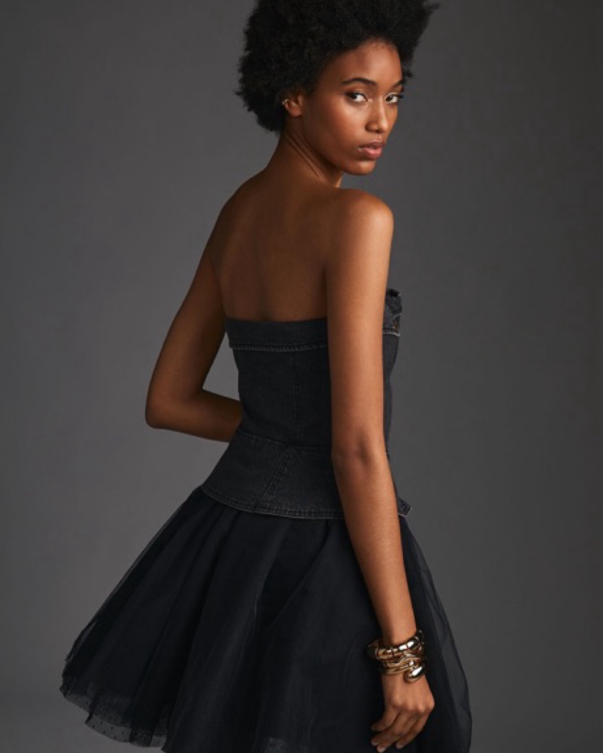 anthropologie black strapless dress By Anthropologie Cotton Poplin Strapless Midi Dress
