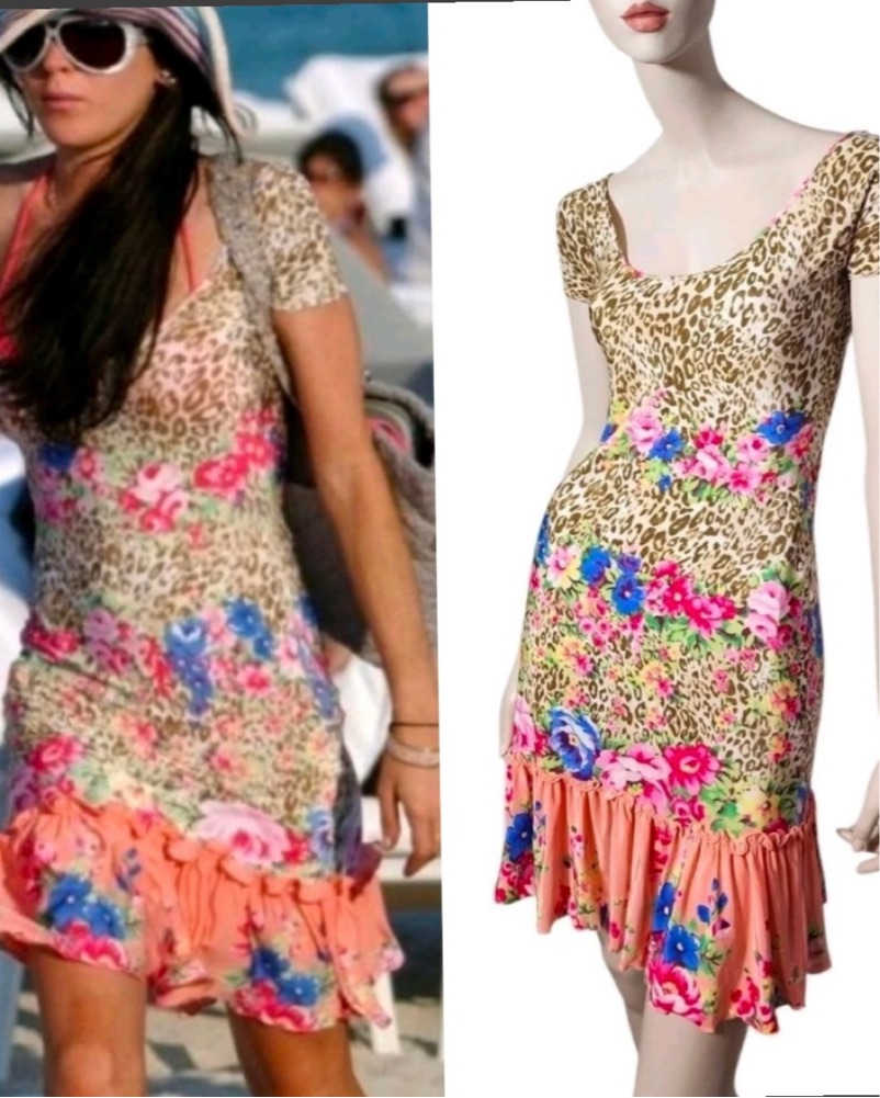 Blumarine 2005 Floral/Leopard Dress by Blumarine - Pickle