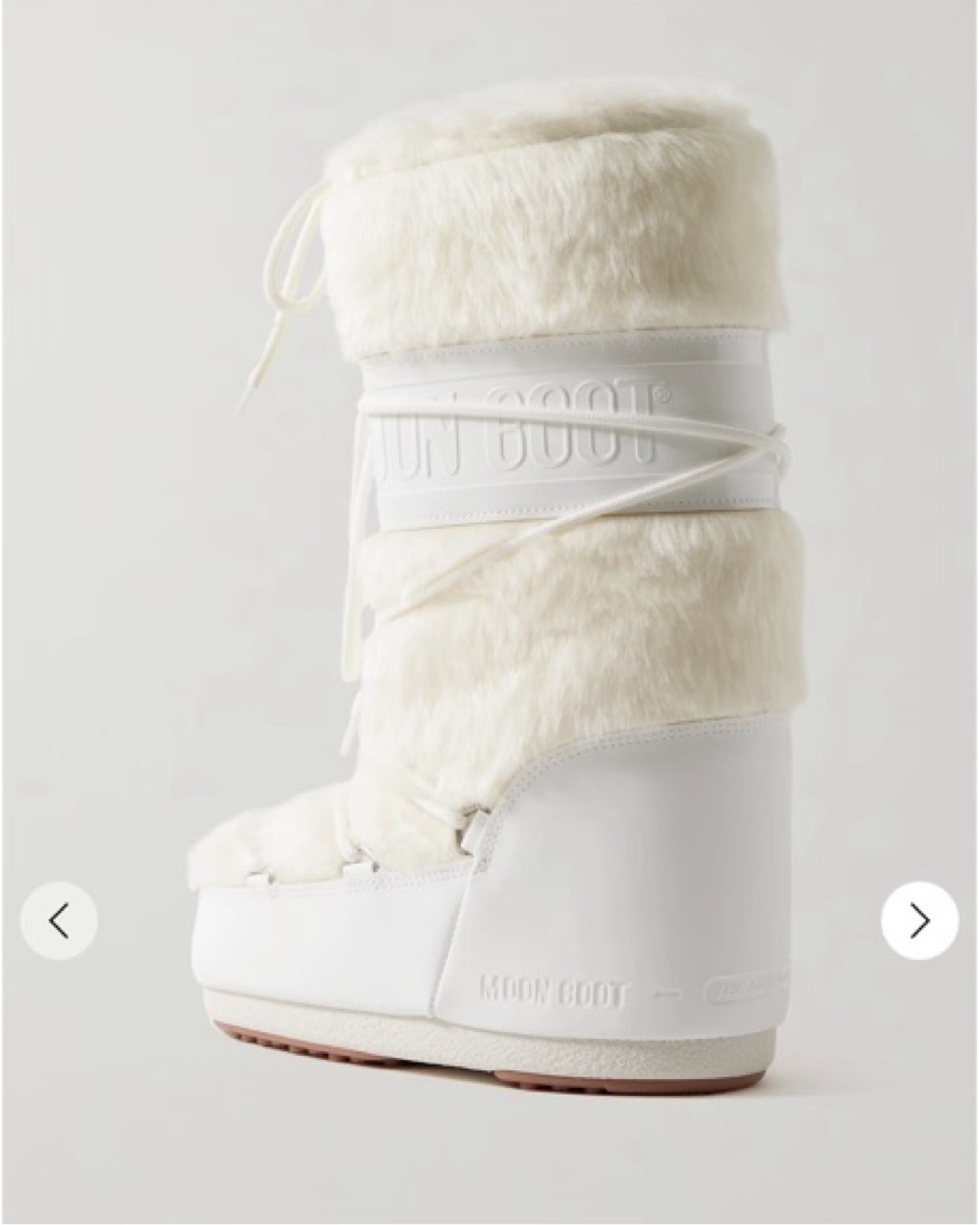 Tall White Furry Moon Boots by Moon Boot - Pickle